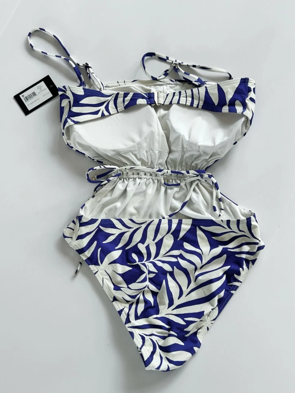 Kate Spade Tropical Foliage Cinch Front One Piece Swimsuit Blue Berry Women’s S